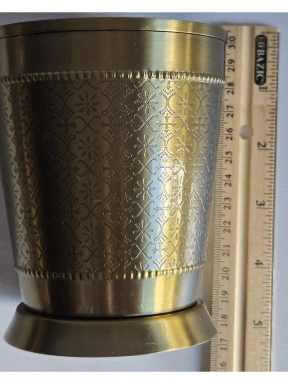 Pure Brass Glass Tumbler Embossed Design for Drinking Water